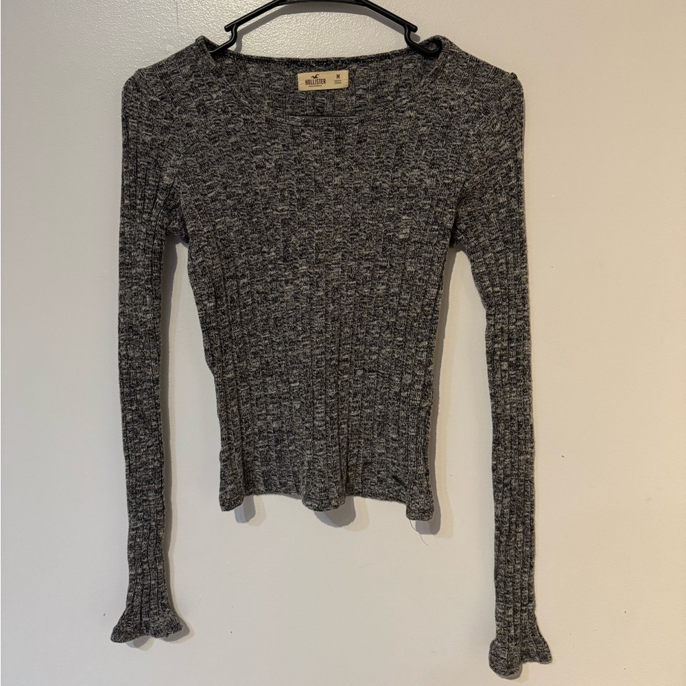 Hollister Charcoal Ribbed Knit Blouse
